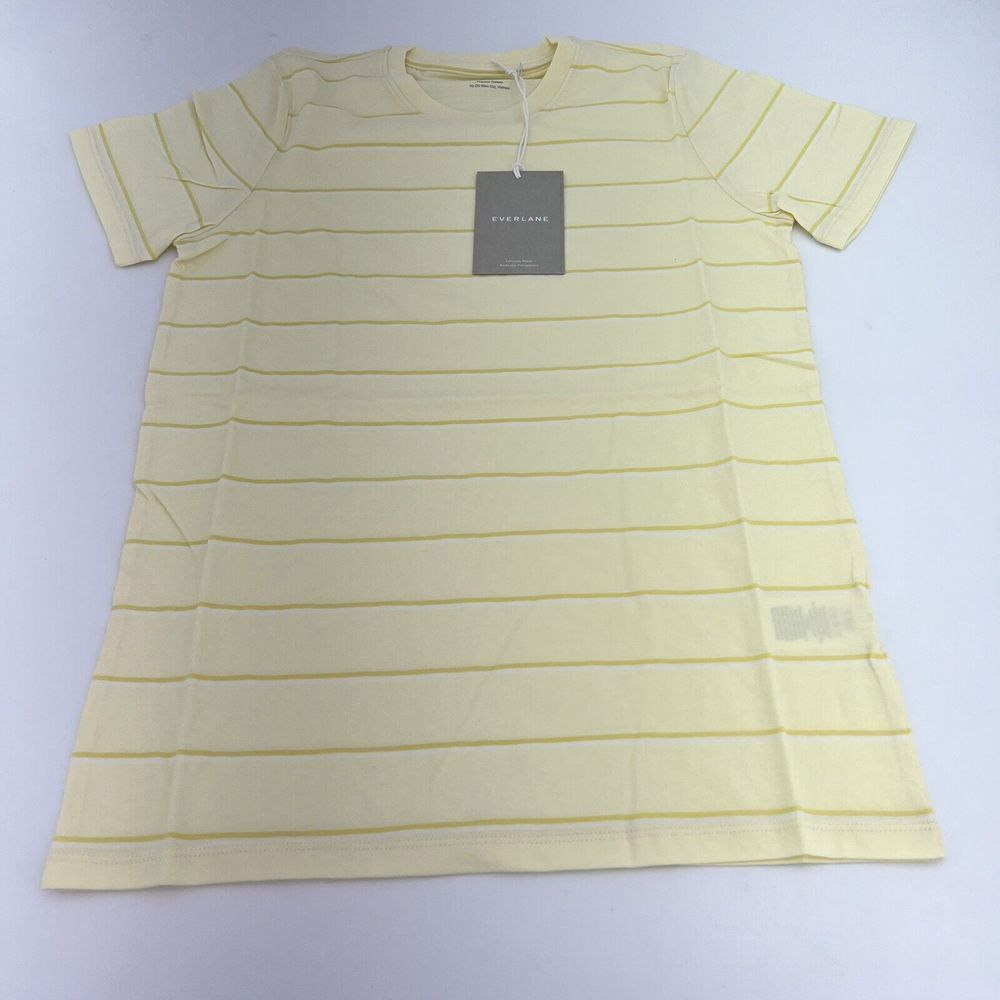 Everlane Yellow StripedβShort Sleeve The Organic Cotton Crew Neck T Shirt S NWT